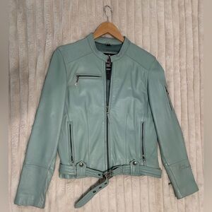 Harley Davidson Women's Leather Jacket - color Soft Aqua Blue Size M